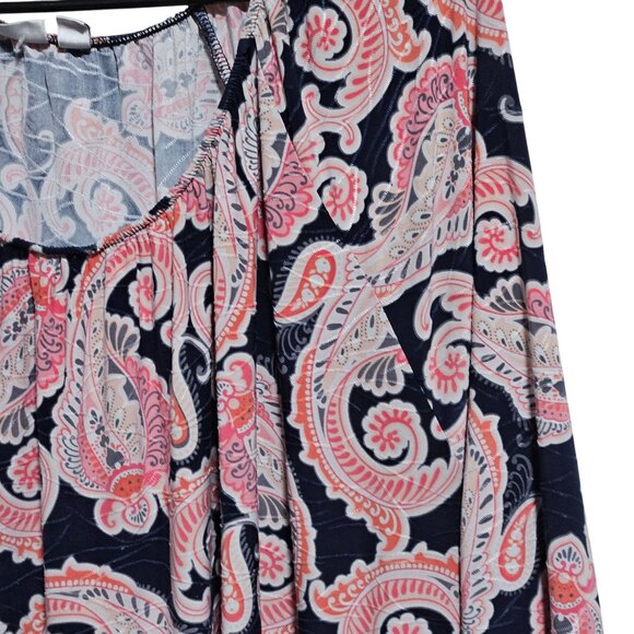Croft & Barrow Paisley Print Blouse Womens Size 3X Retro Pink Top Long Sleeve - Picture 3 of 5